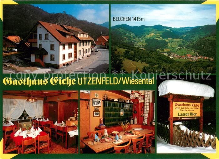 Utzenfeld Schwarzwald Gasthaus Eiche Gastraum Landschaftspanorama mit Belchen