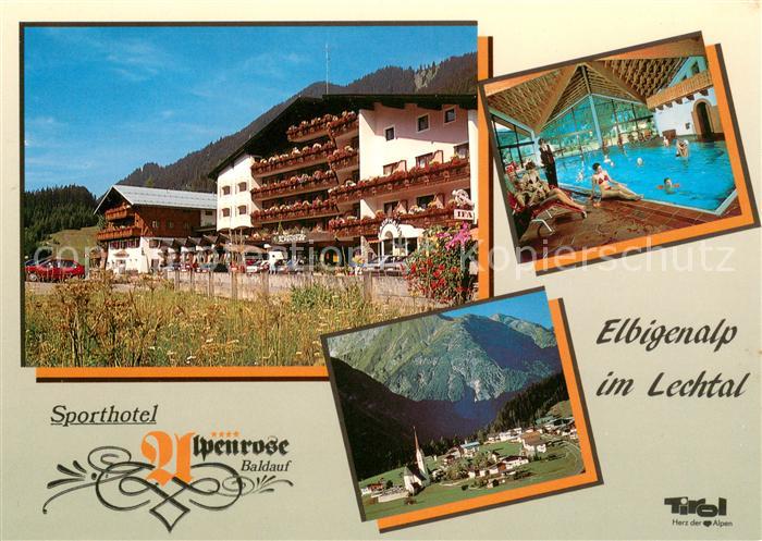 Elbigenalp Sporthotel Alpenrose Hallenbad Panorama Alpen