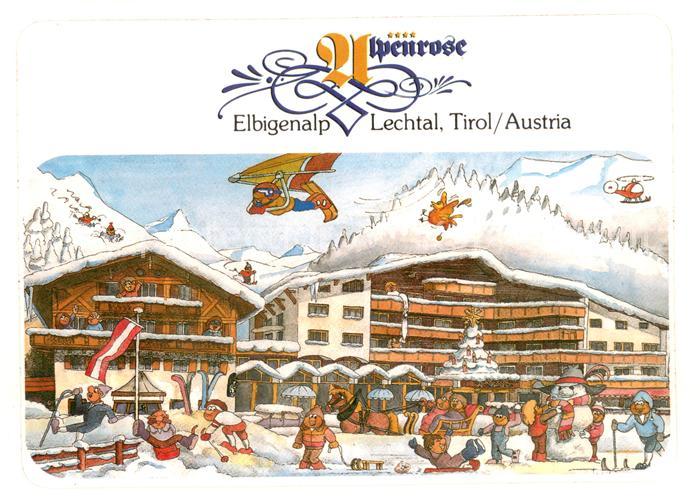 Elbigenalp Sporthotel Alpenrose Illustration Kuenstlerkarte