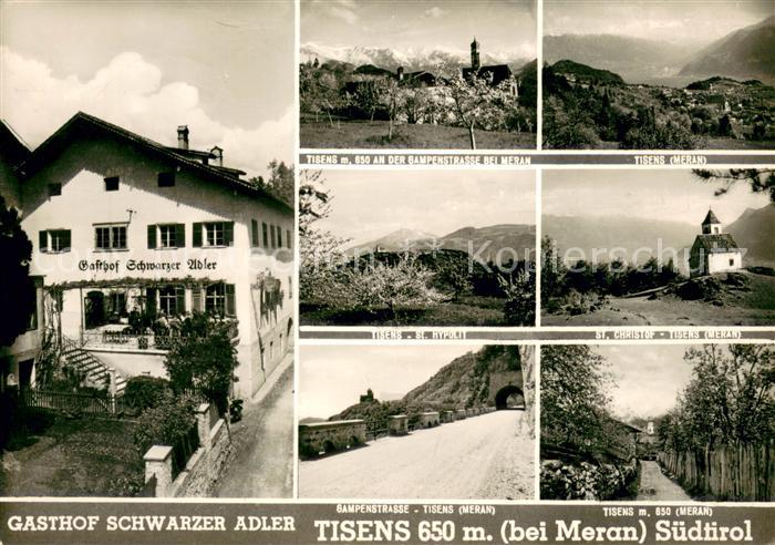 Tisens Merano Suedtirol Gasthof Schwarzer Adler Ortsansicht Kapelle Bergstrasse