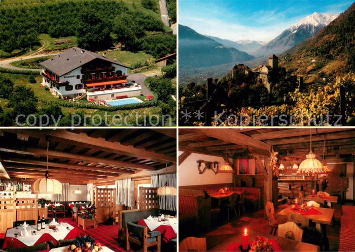 Dorf Tirol Hotel Brunnhofer Restaurant Burg Landschaftspanorama Alpen