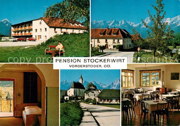 Vorderstoder Gasthof Pension Stockerwirt Ortsmotiv mit Kirche Alpenblick