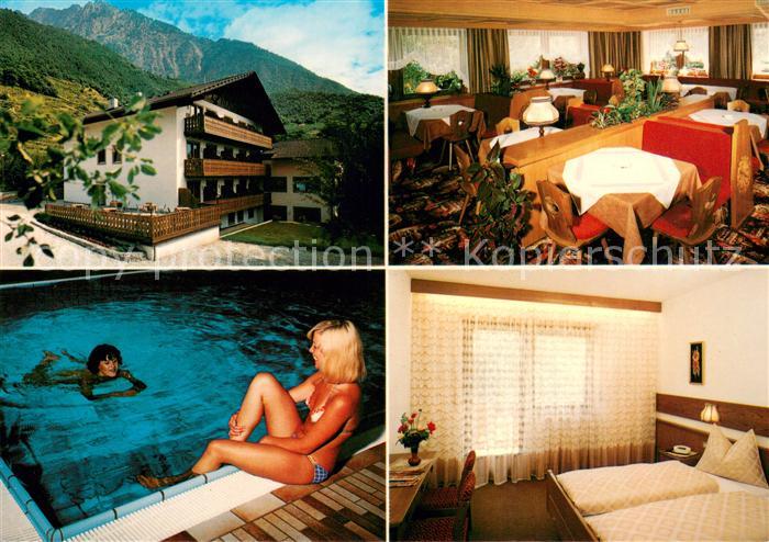 Algund Merano Pension Mitterplarserhof Gastraum Fremdenzimmer Swimming Pool
