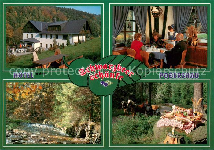 Pobershau Hotel Schwarzbeerschaenke Gaststube Waldpartie Pferdekutsche Picknick