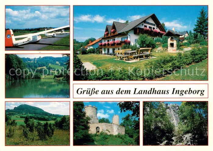 Poppenhausen Rhoen Pension Landhaus Ingeborg Panorama Burg Segelflugplatz