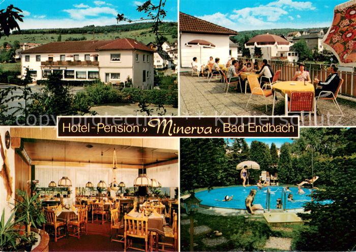 Bad Endbach Hotel Pension Minerva Gaststube Terrasse Swimmingpool
