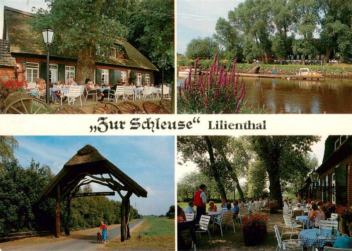 Lilienthal Dobersdorf Gaststaette Zur Schleuse Eingangstor Gartenterrasse Bootsf