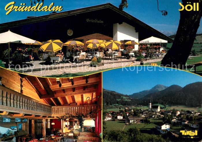 Soell Tirol Bergrestaurant Gruendlalm Gastraum Panorama