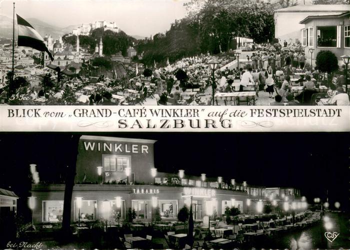 Salzburg Oesterreich Blick vom Grand Cafe Winkler auf die Festspielstadt