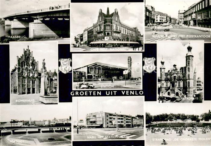 Venlo Maasbrug Roemerhuis Viaduct Nabuhet Stationsplein Cafe Restaurant National