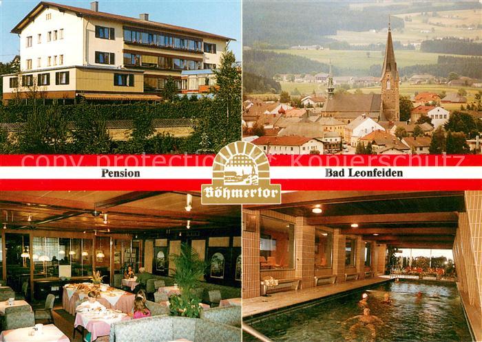 Bad Leonfelden Pension Boehmertor Restaurant Hallenbad Stadtpanorama mit Kirche