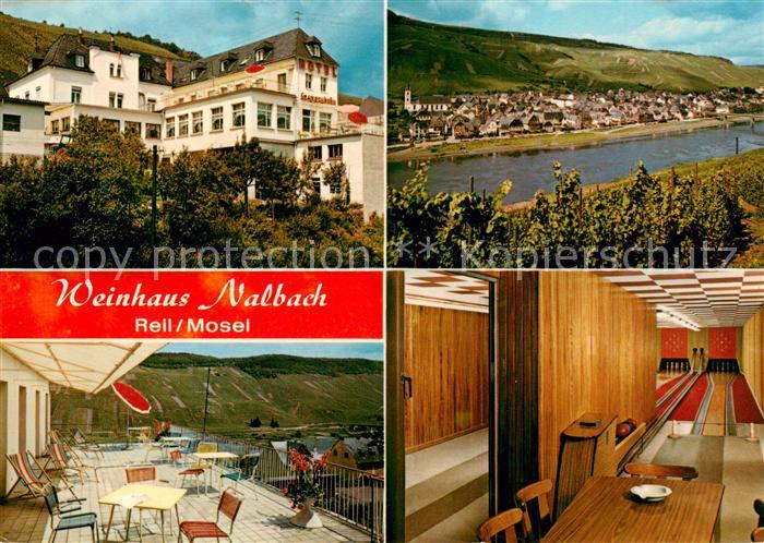 Reil Weinhaus Nalbach Terrasse Kegelbahn Panorama Blick ueber die Mosel