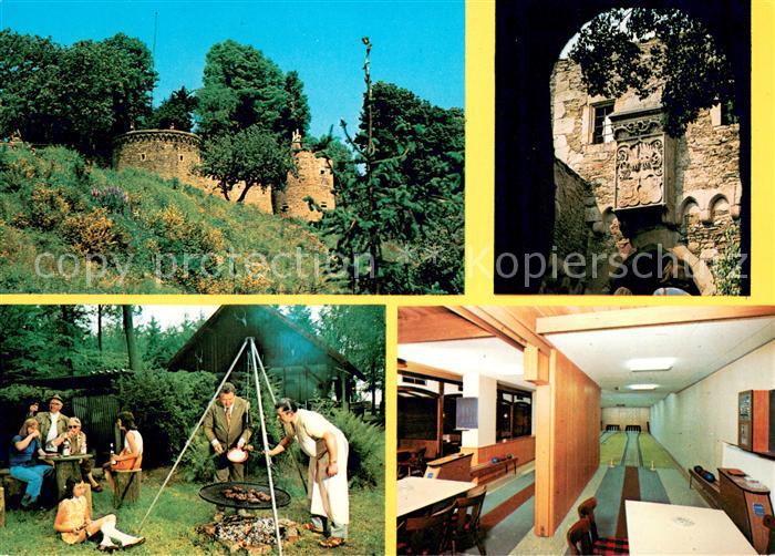 Hochstetten-Dhaun Historische Gaststaette mit Wappensaal Hotel Zur Burg Grillpla