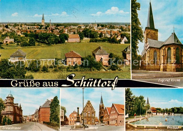 Schuettorf Stadtpanorama Kirche Steinstrasse Markt Freibad