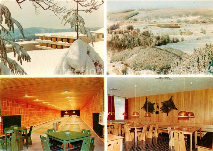 St Andreasberg Harz Ferienhotel Gastraum Kegelbahn Winterlandschaft