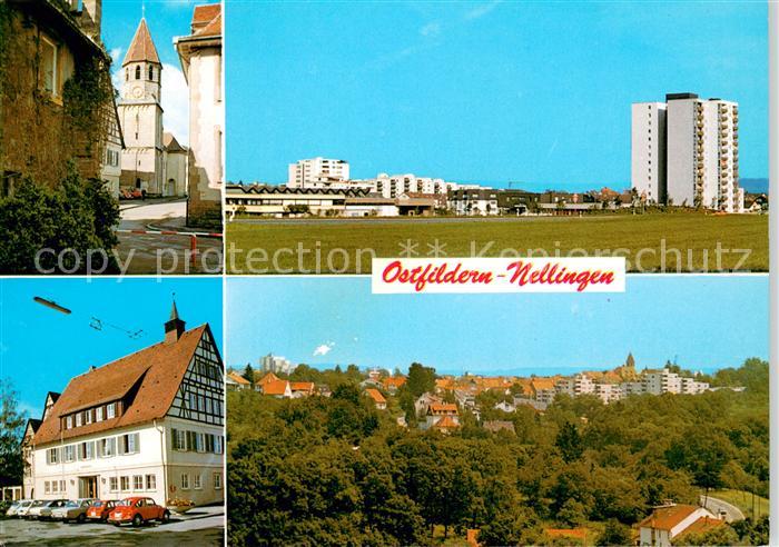 Nellingen Fildern Motiv Innenstadt Panorama Wohnsiedlung Hochhaeuser