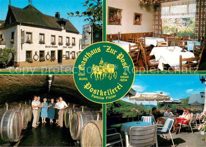 Burg Mosel Gasthaus Zur Post Postkellerei Gaststube Terrasse
