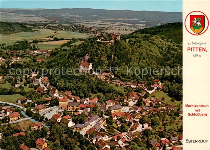 Pitten Marktzentrum mit Schlossberg Burg Bergkirche Rosaliengebirge Fliegeraufna