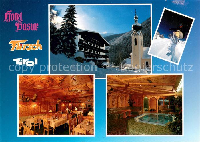 Flirsch Hotel Basur Kirche Gastraum Hallenbad