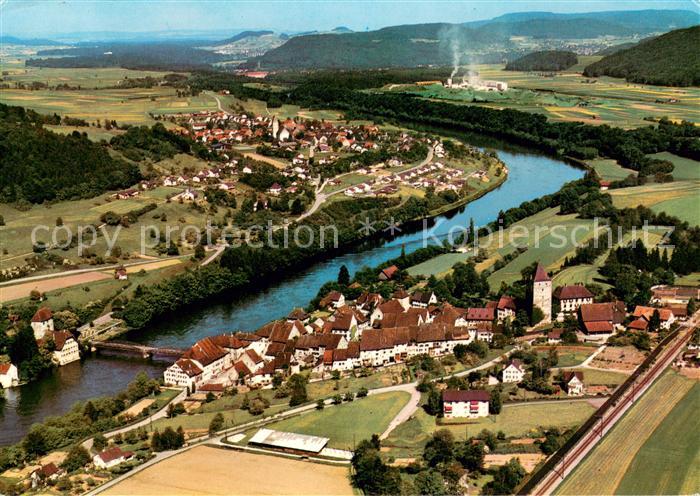 Hohentengen Hochrhein mit Schloss Roetteln schweizerisches Rheinufer Kaiserstuhl