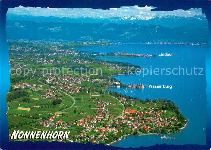 Nonnenhorn Bodensee Fliegeraufnahme mit Wasserburg und Lindau