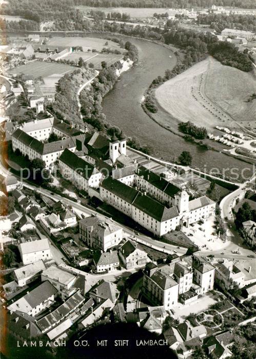 Lambach Oberoesterreich Fliegeraufnahme mit Stift Lambach