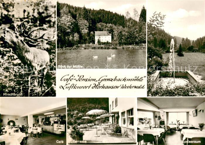 Horhausen Westerwald Hirschbruft Cafe Pension Grenzbachmuehle Muehle Garten Cafe