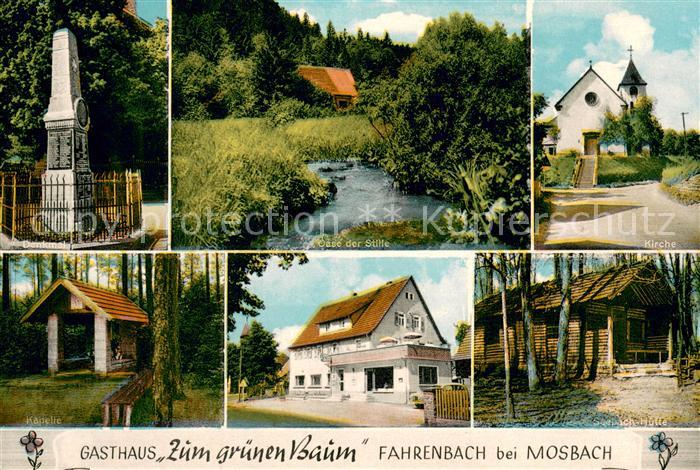 Fahrenbach Baden Gasthaus Zum gruenen Baum Denkmal Oase der Stille Kirche Kapell
