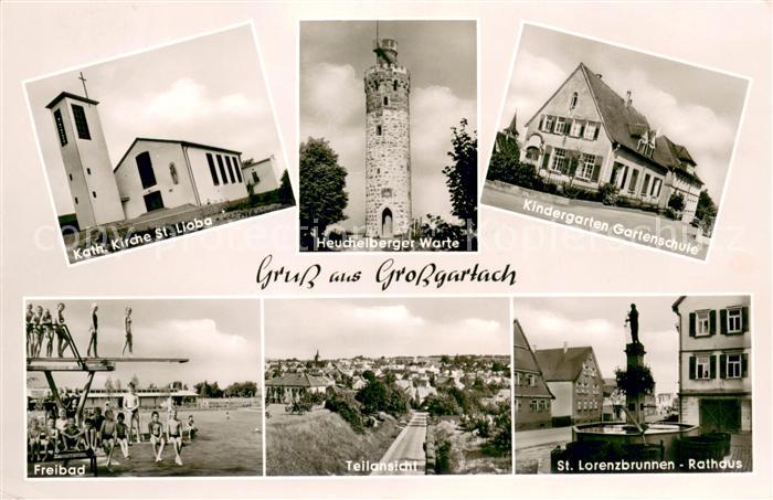 Grossgartach Kirche Heuchelberger Warte Kindergarten Gartenschule Brunnen Rathau