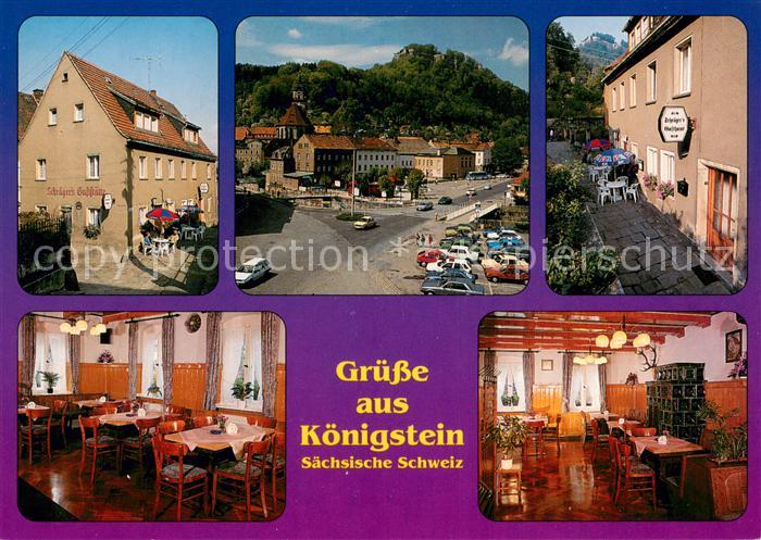 Koenigstein Saechsische Schweiz Schraegers Gasthaus Gaststaette Strassenpartie
