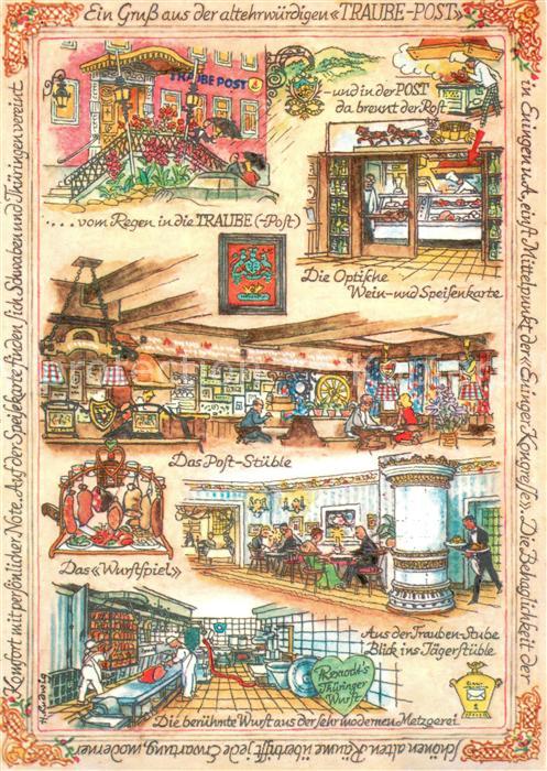Eningen Achalm Hotel Traube Post Kuenstlerkarte