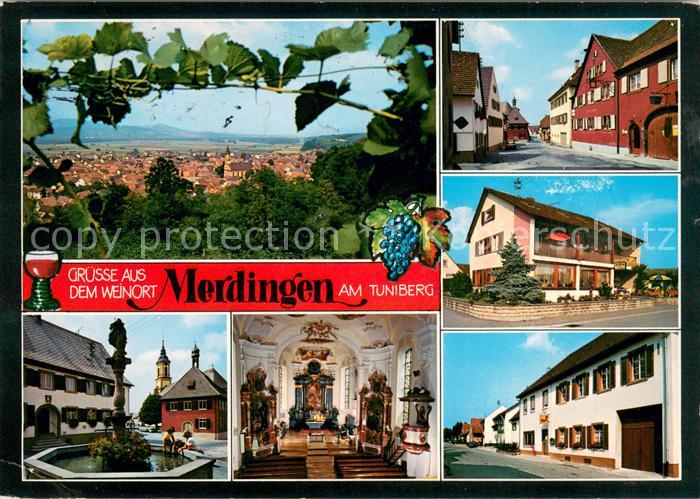 Merdingen Panorama Tuniberg Ortsansichten Brunnen Kirche Innenansicht