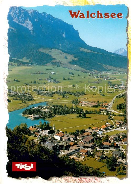 Walchsee Tirol Ferienort im Kaiserwinkl Blick gegen Kaisergebirge