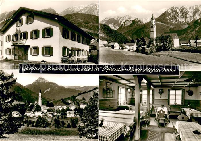 Berg Pfronten Gasthof Pension Zum Hirsch Ortsmotiv mit Kirche Alpen