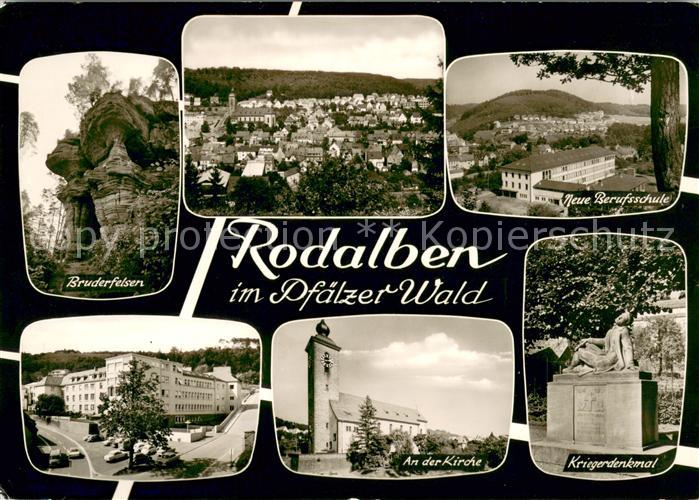 Rodalben Panorama Berufsschule Kriegerdenkmal Kirche Bruderfelsen Pfaelzer Wald