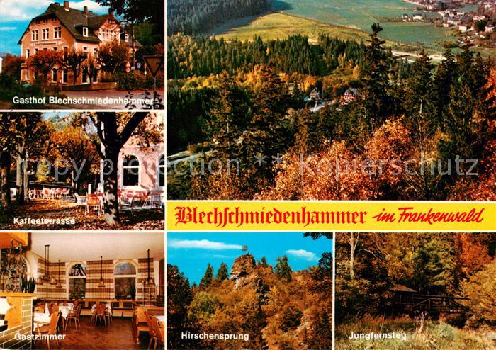 Lichtenberg Oberfranken Gasthof Pension Blechschmiedenhammer Terrasse Hirschensp