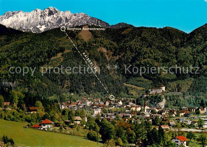 Kufstein Tirol Blick auf Wilden Kaiser Berghaus Aschenbrenner Schloss Kaisergebi
