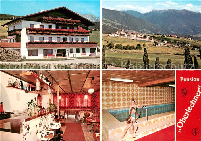 Meransen Pension Oberlechner Gastraum Hallenbad Landschaftspanorama Alpen