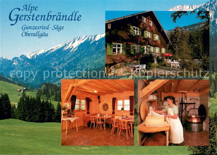 Gunzesried Alpe Gerstenbraendle Gunzesried Saege Gaststube Kaeserei