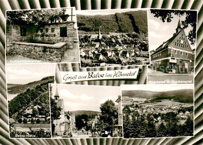 Balve Hoffmeisterbrunnen Sparkasse Balver Hoehle Hauptstrasse Panorama