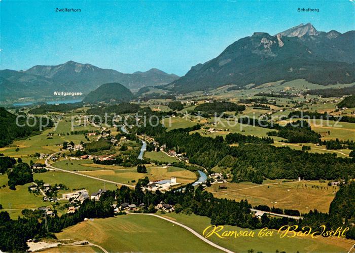 Ramsau Bad Ischl mit Blick zum Wolfgangsee Schafberg und Zwoelferhorn Fliegerauf