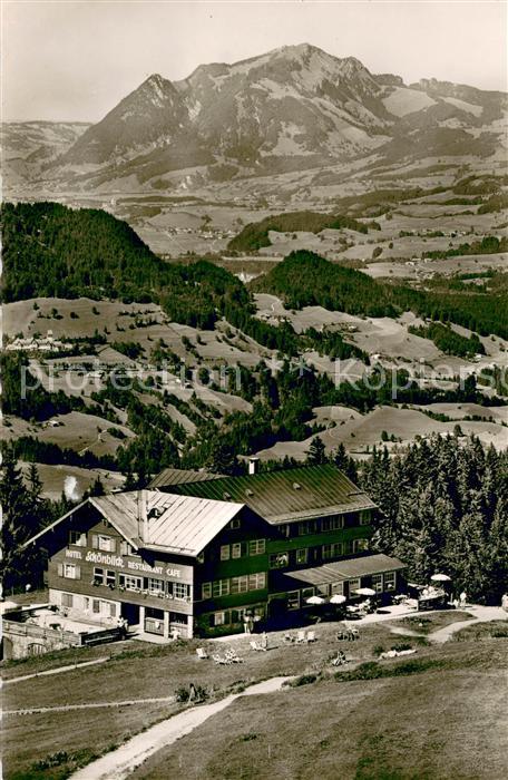Oberstdorf Alpenhotel Schoenblick Blick ins Illertal mit Gruenten Allgaeuer Allp