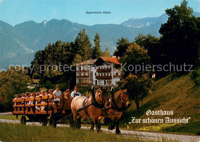 Westerbuchberg Gasthaus Zur schoenen Aussicht Bayerische Alpen Pferdewagen