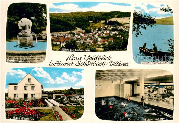 Schoenbach Dillkreis Restaurant Pension Haus Waldblick Hallenbad Dorfbrunnen Hei
