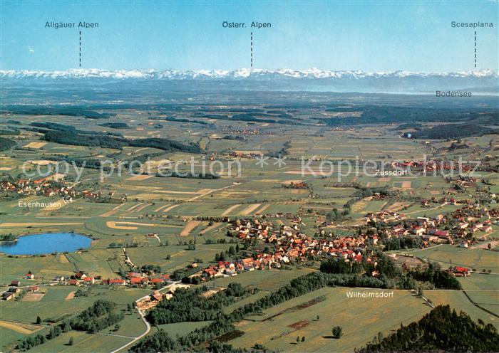 Wilhelmsdorf Wuerttemberg Alpenpanorama Fliegeraufnahme
