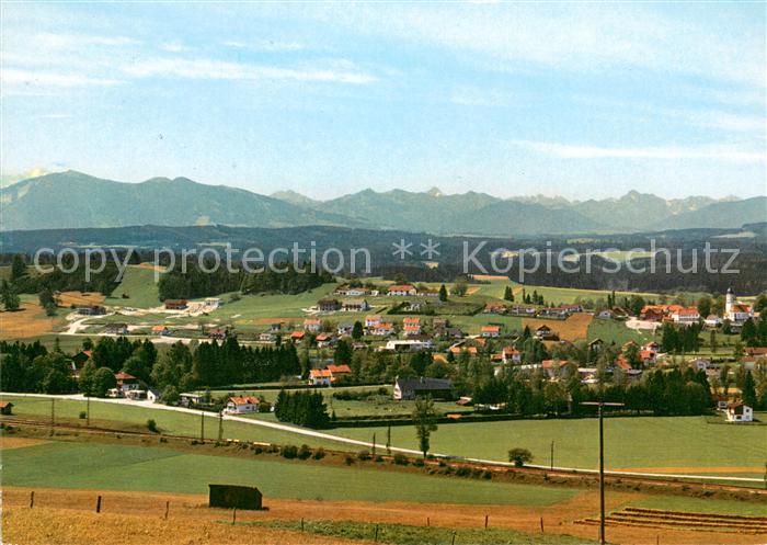 Huglfing Panorama Blick auf Oberhauser und Alpenkette mit Zugspitze