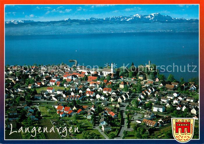 Langenargen Bodensee mit Blick zu den Alpen Fliegeraufnahme