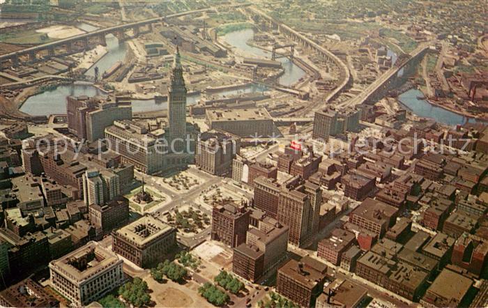 Cleveland Ohio Aerial view of Downtown