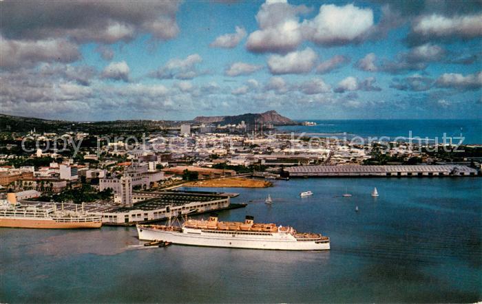 Honolulu Harbor to majestic Diamond Head Air view