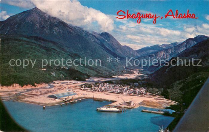 Skagway Air view Alaska State Ferry dock and the White Pass Yukon Route terminal